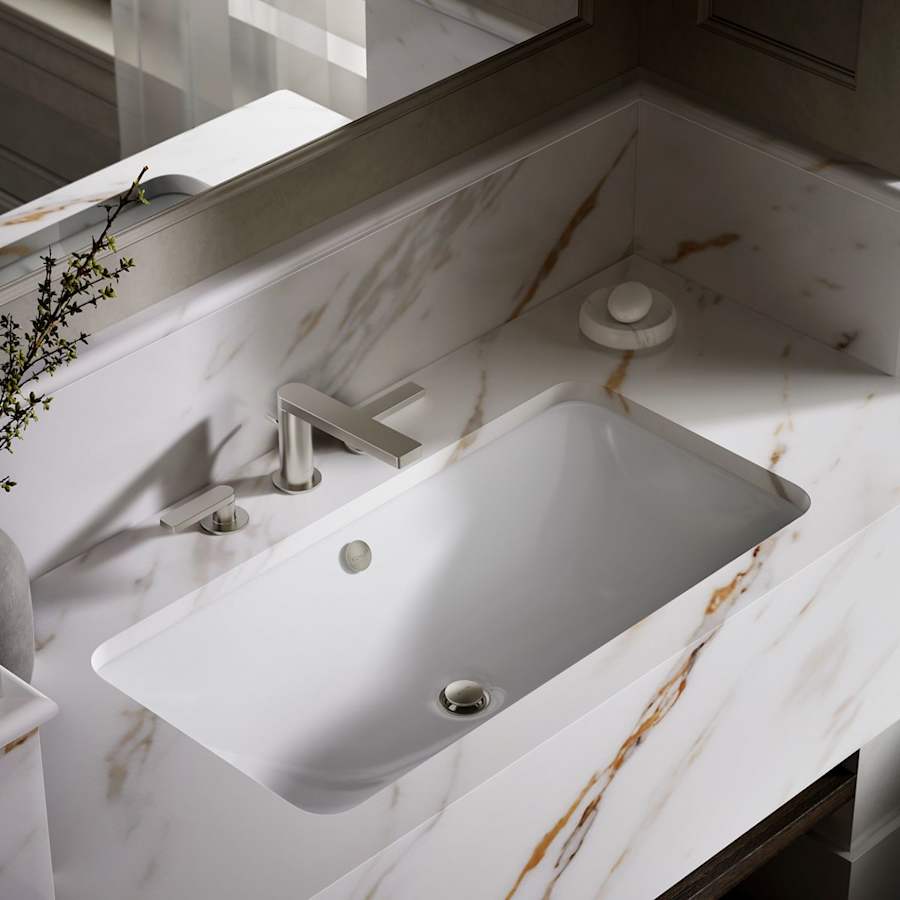 Iron Plains 30" Cast Iron Drop-In or Undermount Bathroom Sink with Overflow