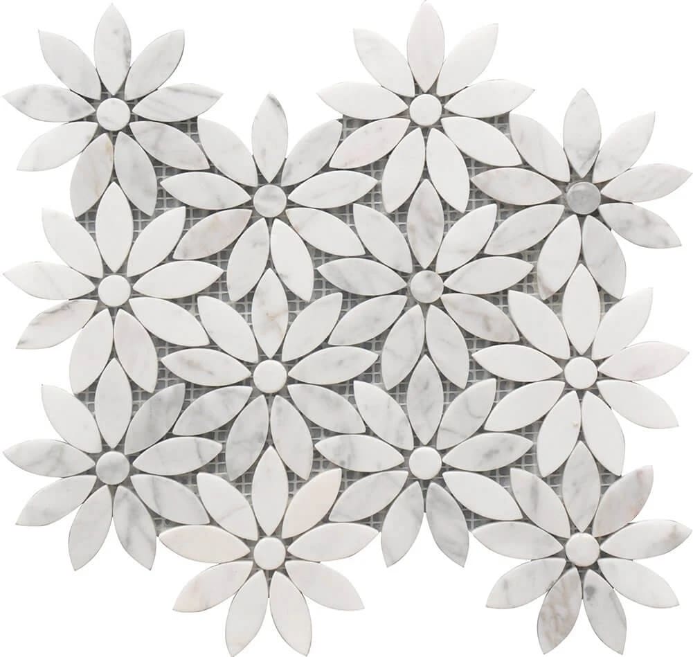 DAISY FLOWER MARBLE MOSAIC 10X12