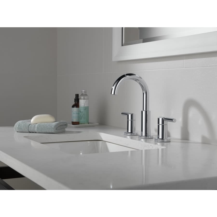 Nicoli 1.2 GPM Widespread Bathroom Faucet with Lever Handles and Push Pop-Up Drain Assembly