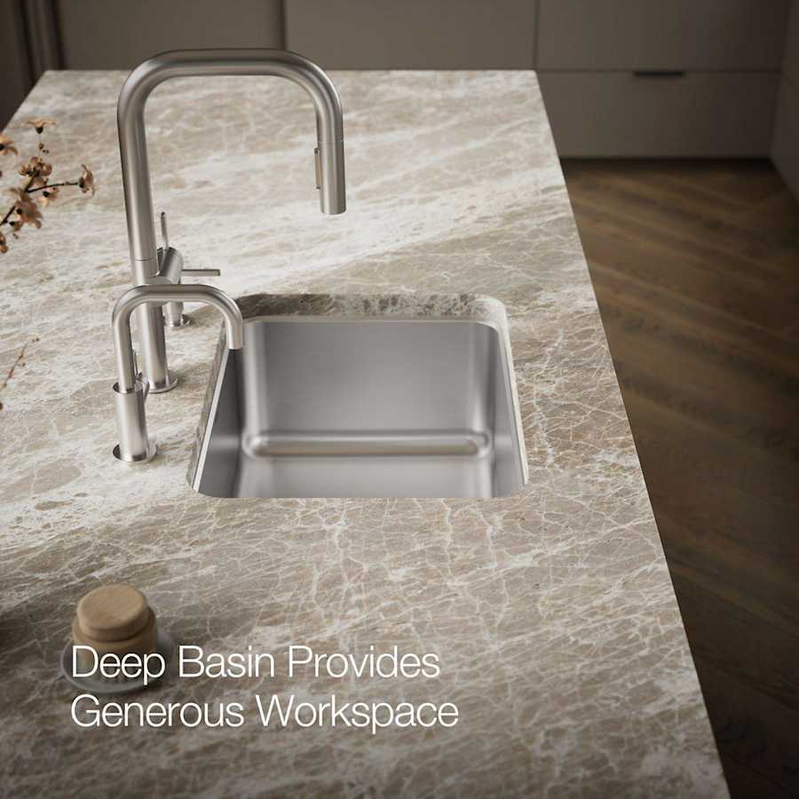 Undertone 23" Single Basin Under-Mount 18-Gauge Stainless Steel Kitchen Sink with SilentShield