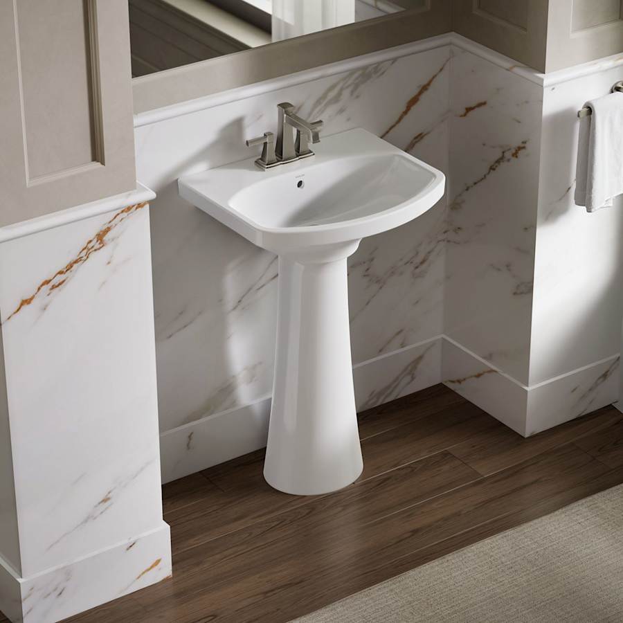 Cimarron 21" Pedestal Bathroom Sink with 3 Holes Drilled and Overflow