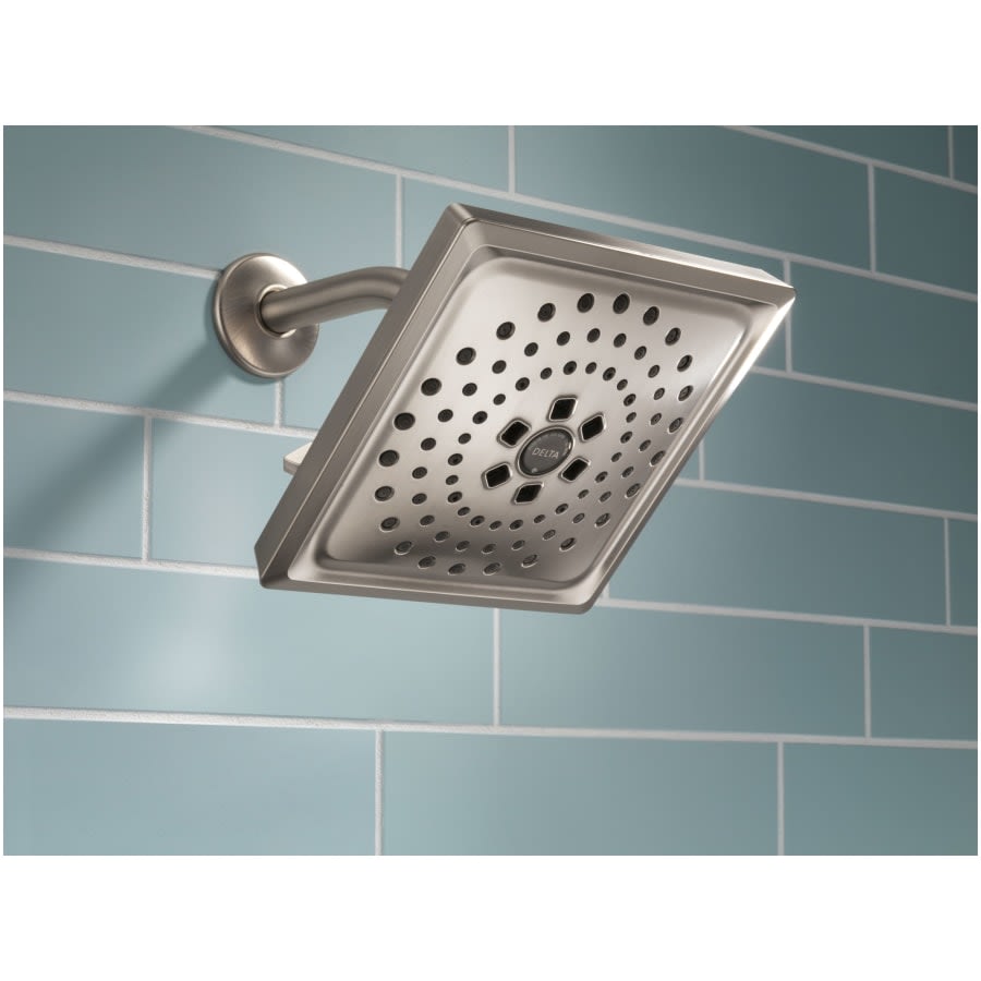 Universal Showering 7-5/8" Square 1.75 GPM Shower Head Full Spray Pattern with Touch Clean and H2Okinetic Technology