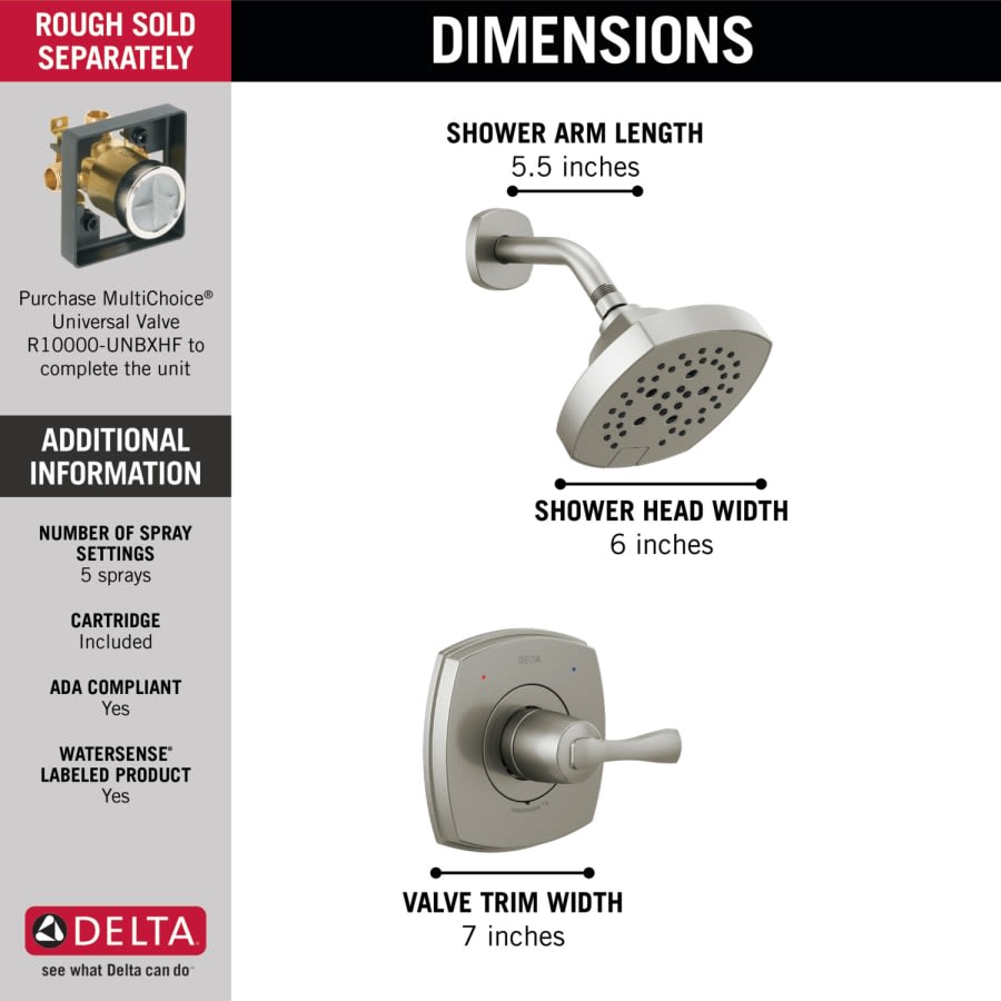 Stryke Monitor 14 Series Single Function Pressure Balanced Shower Only - Less Rough-In Valve