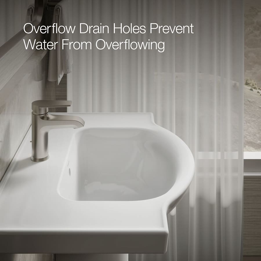 Veer 24" Pedestal Bathroom Sink Only with One Hole Drilled and Overflow