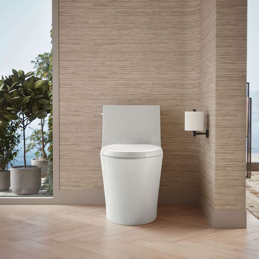 Veil One-piece Elongated Dual-Flush Toilet with Skirted Trapway