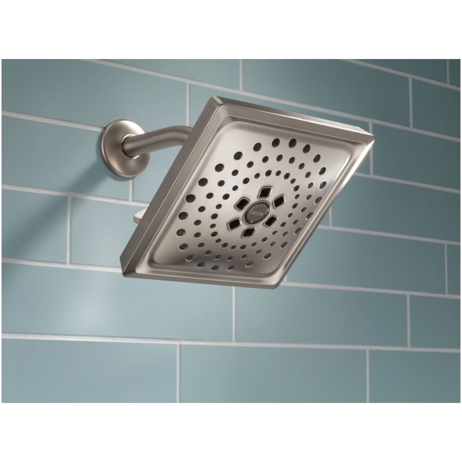 Universal Showering 7-5/8" Square 1.75 GPM Shower Head Full Spray Pattern with Touch Clean and H2Okinetic Technology