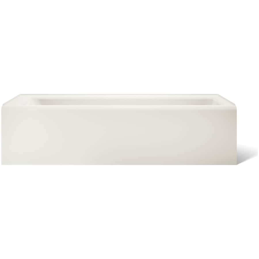 Bellwether Bath Tub 66" L x 32" W Cast Iron Soaking for Three Wall Alcove Installations with Integral Apron and Right Drain