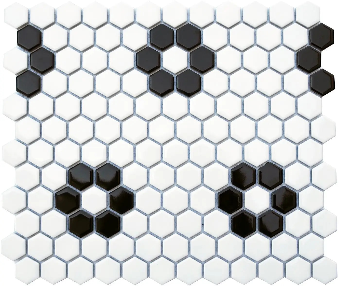MG 1X1 B&W FLOWER HEX 12X12 MOSAIC