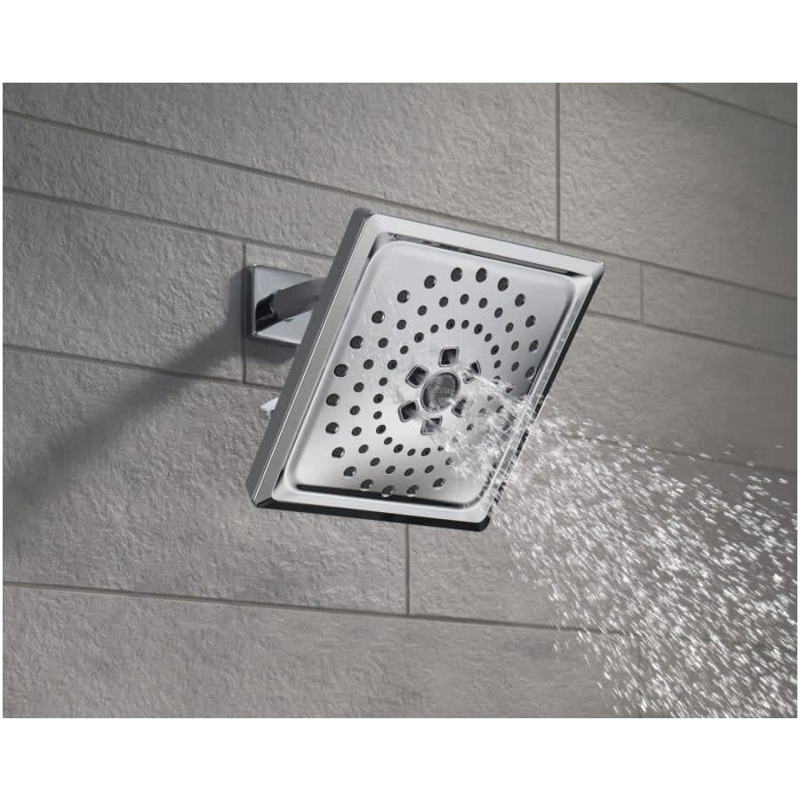Universal Showering 7-5/8" Square 1.75 GPM Shower Head Full Spray Pattern with Touch Clean and H2Okinetic Technology