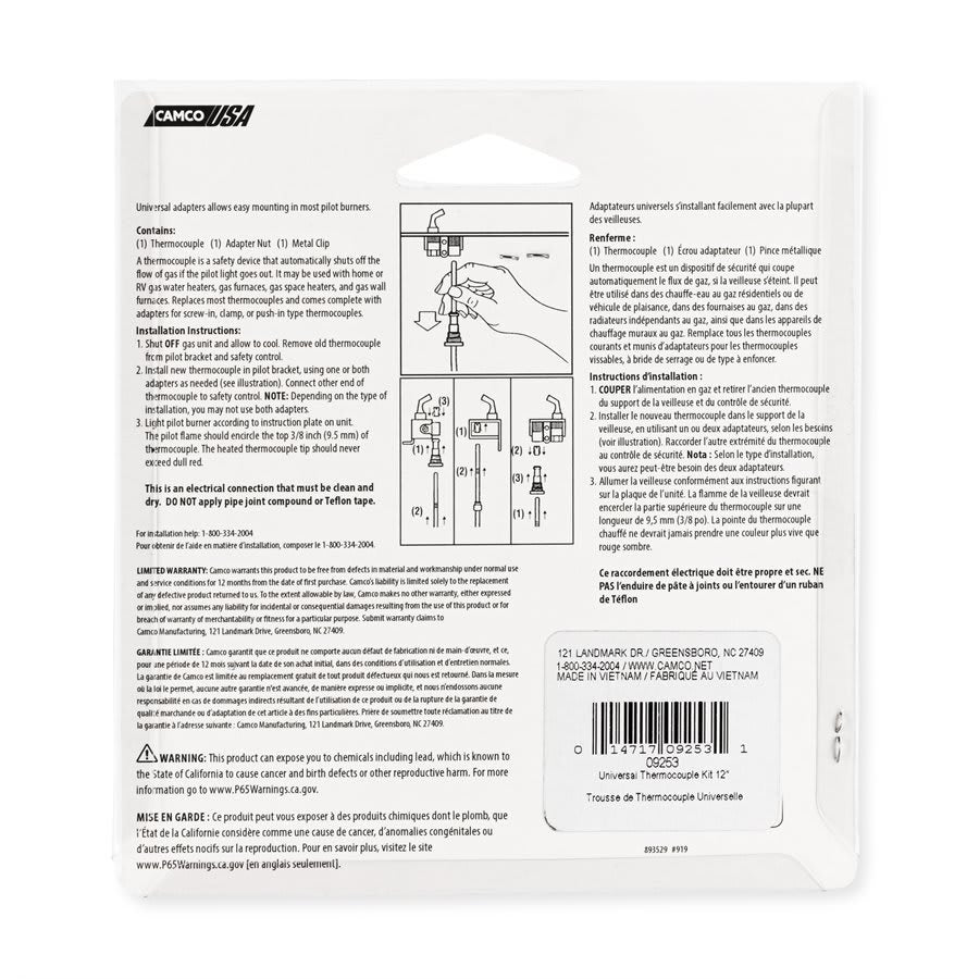 Universal Thermocouple Kit, Copper Tubing