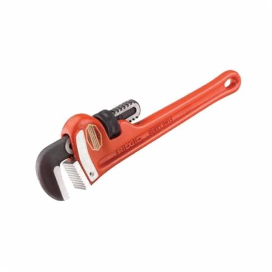 Straight Pipe Wrench, 1 in, Floating Forged Hook Jaw, Ductile Iron Handle, Red