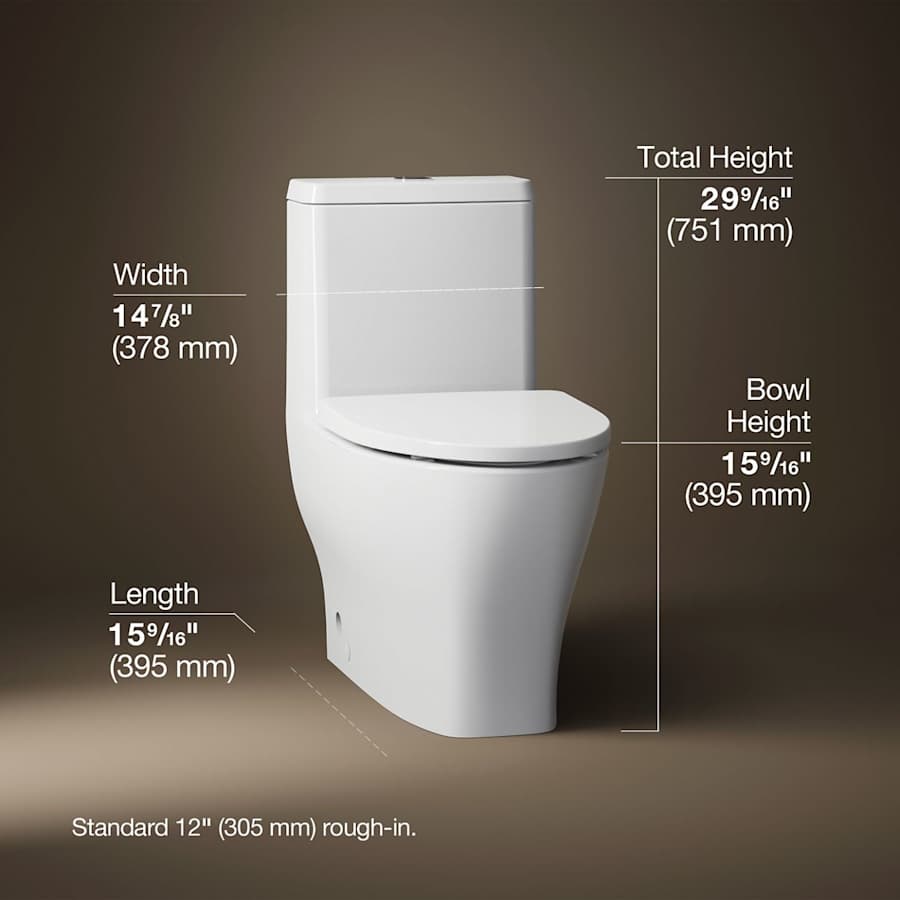 Reach 0.8 / 1.28 GPF Dual Flush One Piece Elongated Toilet with Actuator Flush - Seat Included