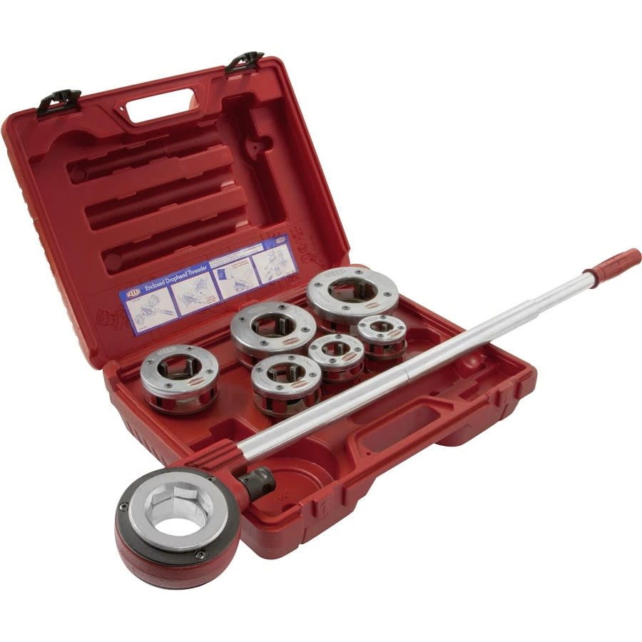 Enclosed Ratchet Threader Set, 1/2 to 2 in