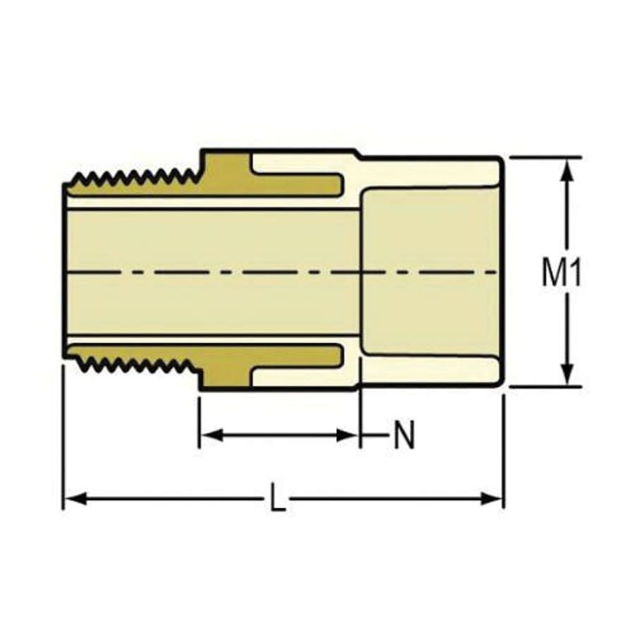Male Adapter, 3/4 in, Socket x MNPT Brass, SCH 40/STD, CPVC