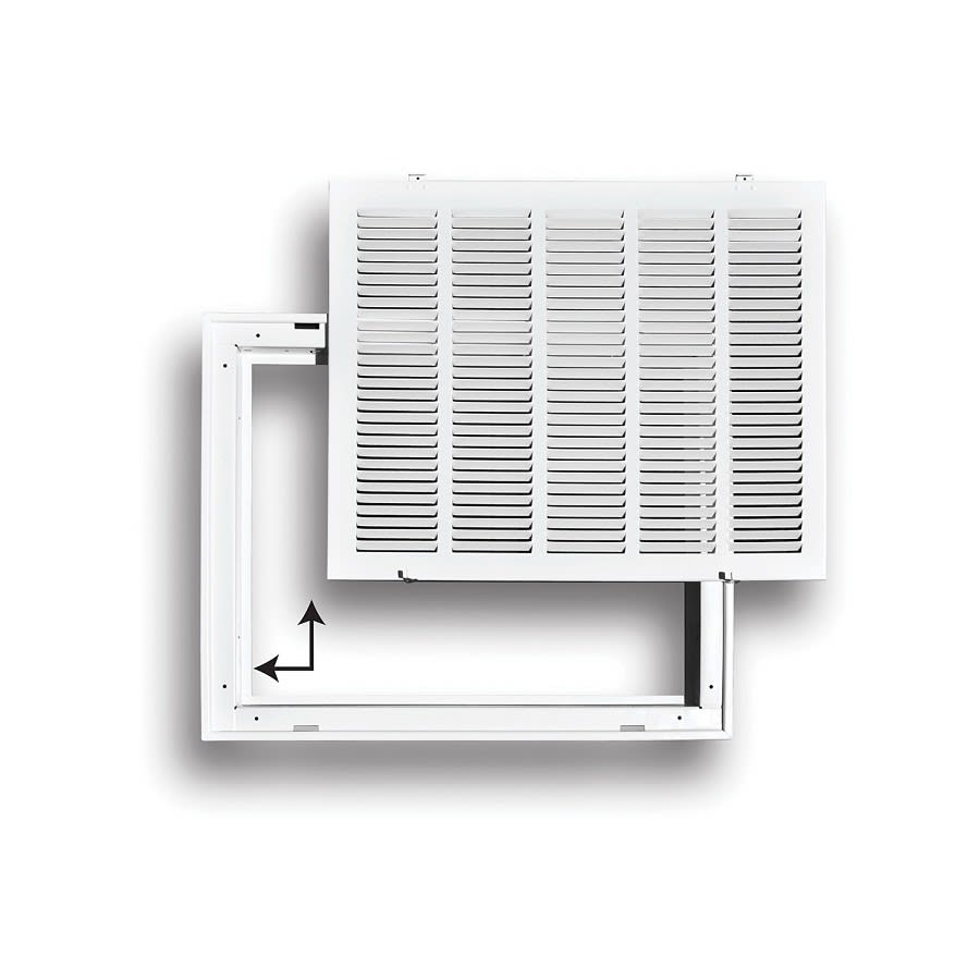 Stamped Removable Face Sidewall Return Filter Grille, 24 x 12 in, 1/2 in Spacing, 2 in Filter, Steel, White