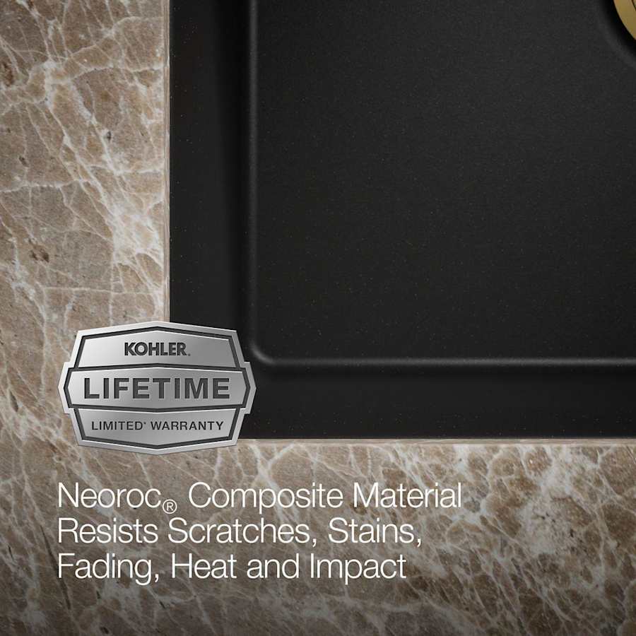 Cairn 27-1/2" Undermount Single Bowl Neoroc Granite Composite Kitchen Sink with Bottom Sink Rack