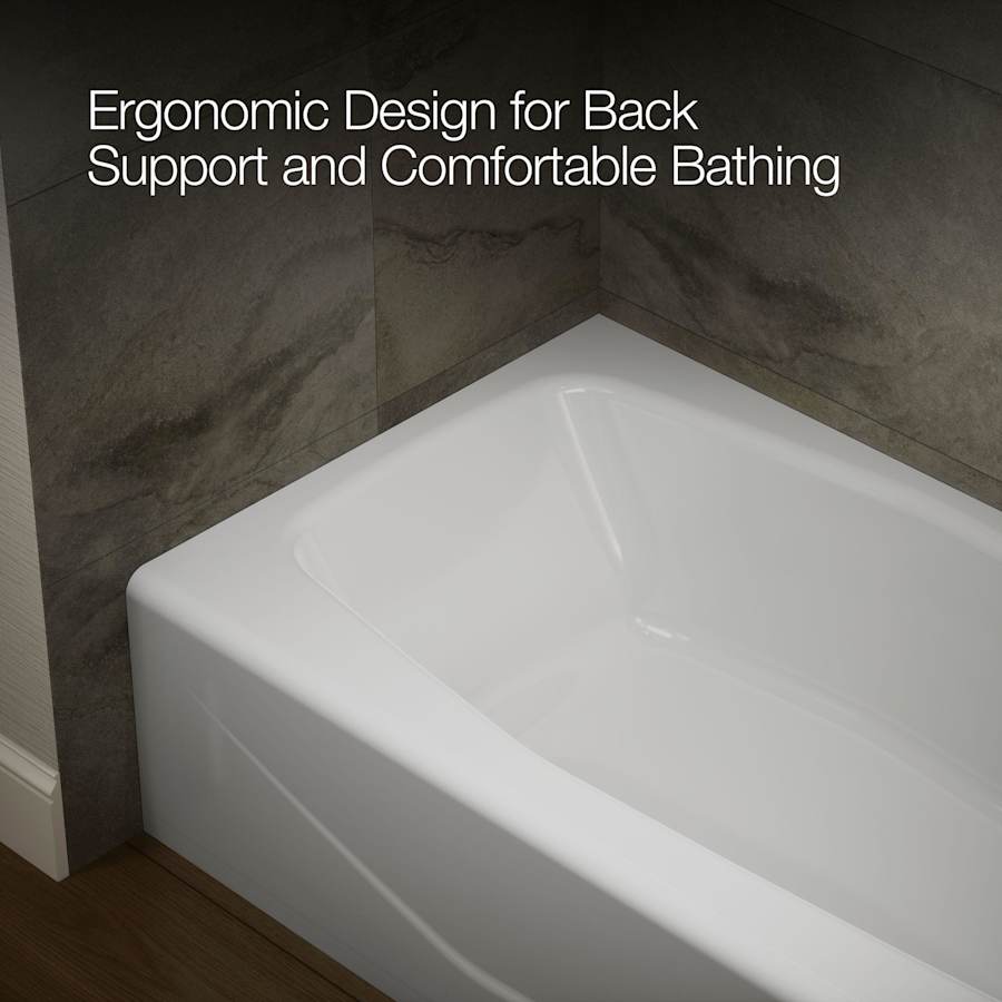 Villager Collection 60" Cast Iron Soaking Bathtub for Three Wall Alcove Installations with Right Hand Drain