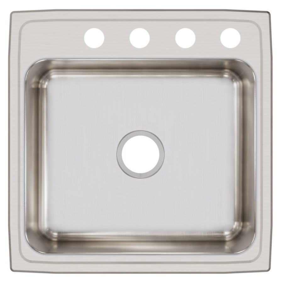 Lustertone™ Classic Single Bowl Kitchen Sink, Top Mount, 22 x 22 in, 7-1/2 in Bowl Depth, 4-Hole, 18 ga Lustrous Satin Steel, Stainless