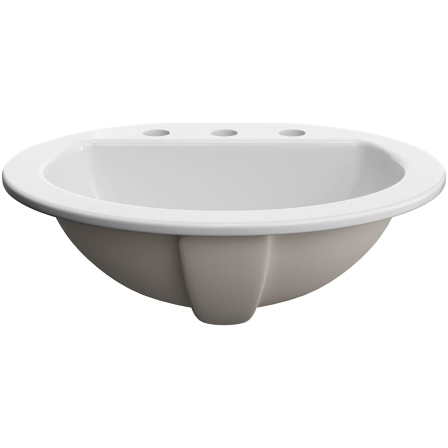 Rockaway 19" Oval Vitreous China Drop In Bathroom Sink with Overflow and 3 Faucet Holes at 8" Centers