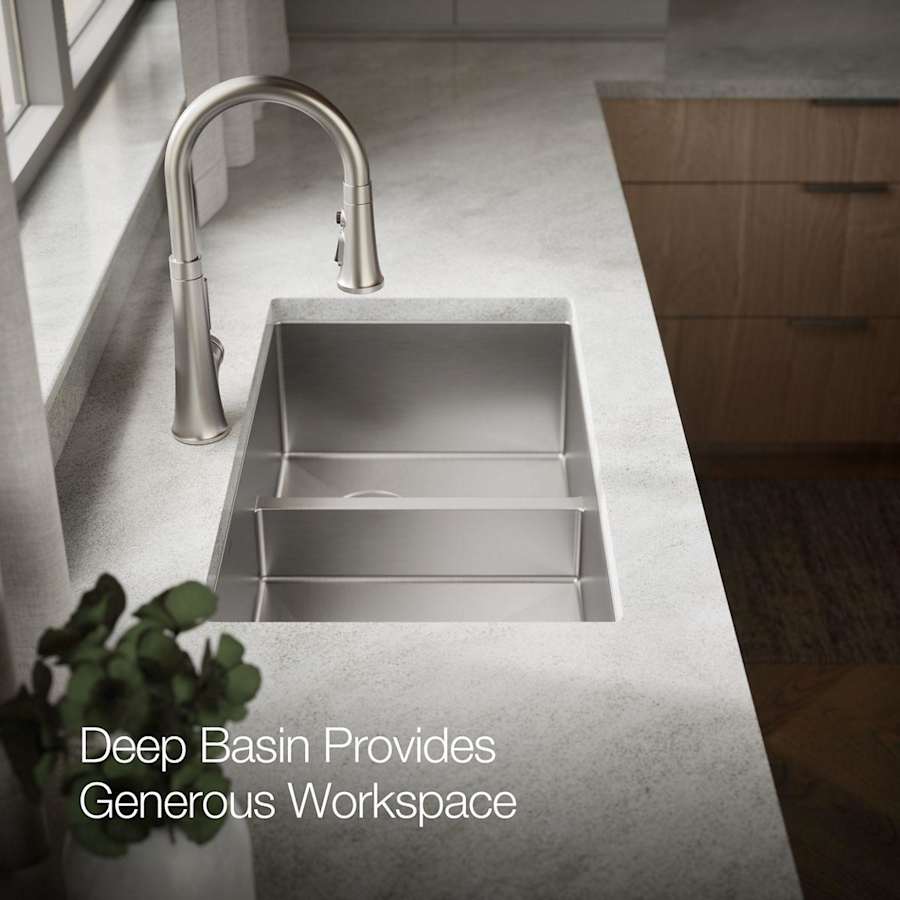 Strive 32" Smart Divide® Under-Mount Large/Medium Double-Bowl Kitchen Sink With Basin Rack