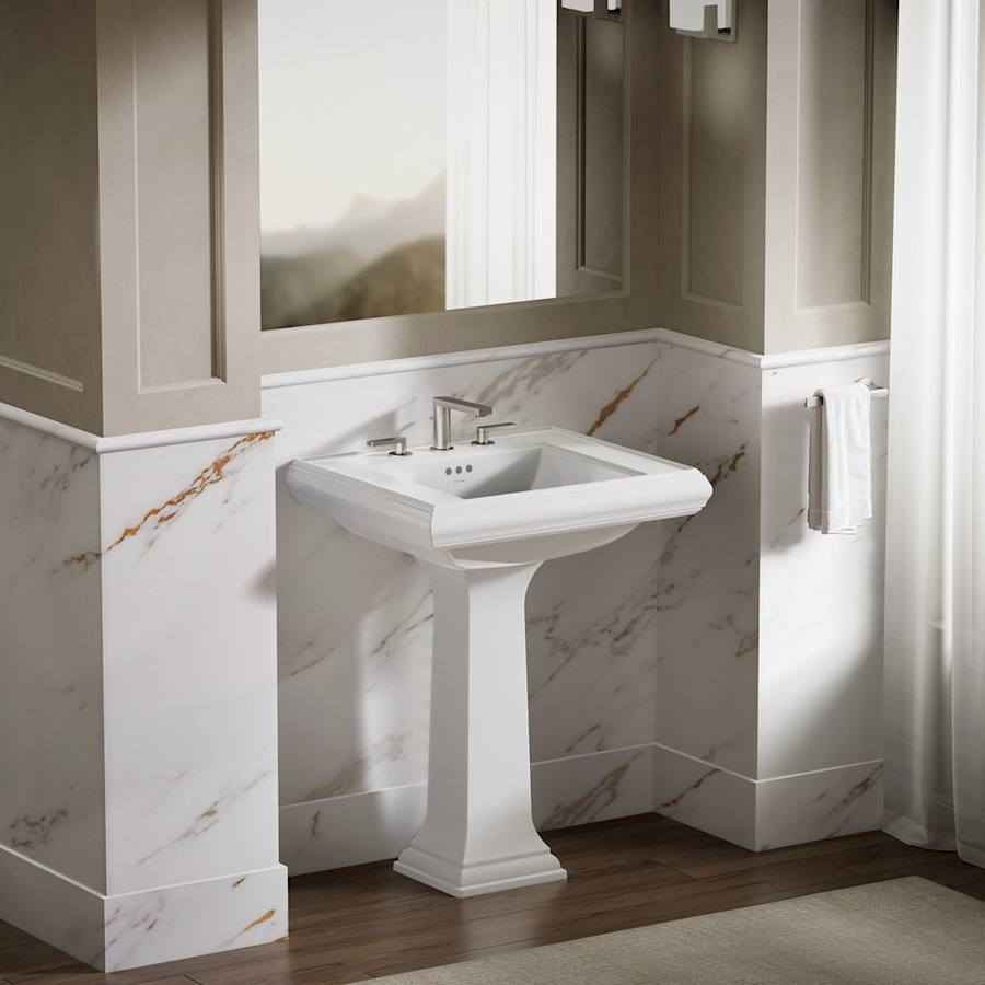 Memoirs Classic 27" Fireclay Pedestal Bathroom Sink with 3 Holes Drilled and Overflow
