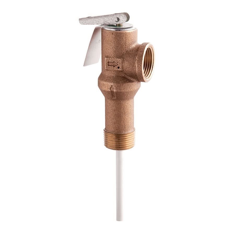 Temperature & Pressure Relief Valve, 3/4 in, MNPT x FNPT, Bronze