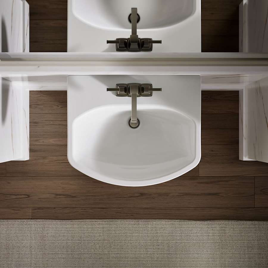 Cimarron 21" Pedestal Bathroom Sink with 3 Holes Drilled and Overflow
