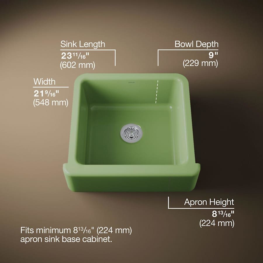 Whitehaven 23-1/2" Self-Trimming Farmhouse Single Basin Enameled Cast Iron Kitchen Sink