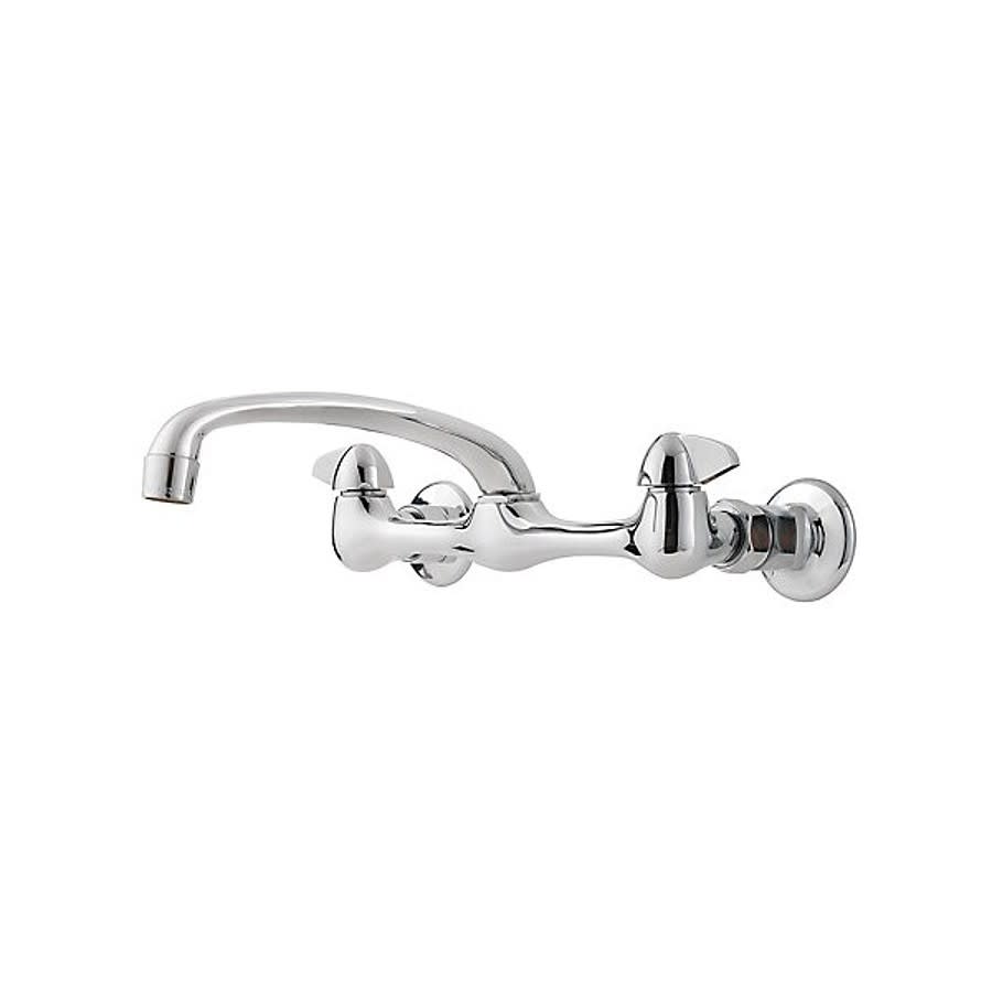 Pfirst Series™ Kitchen Faucet, Wall Mount, ADA, 2 Knob Handle, 2-Hole, Polished Chrome