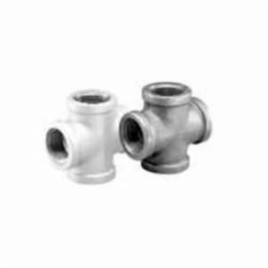 Cross, 1-1/4 in, FNPT, 150 lb, Malleable Iron, Black