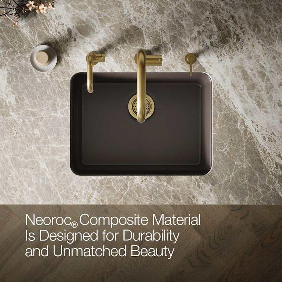 Cairn 24-1/2" Undermount Single Bowl Neoroc Granite Composite Kitchen Sink with Bottom Sink Rack