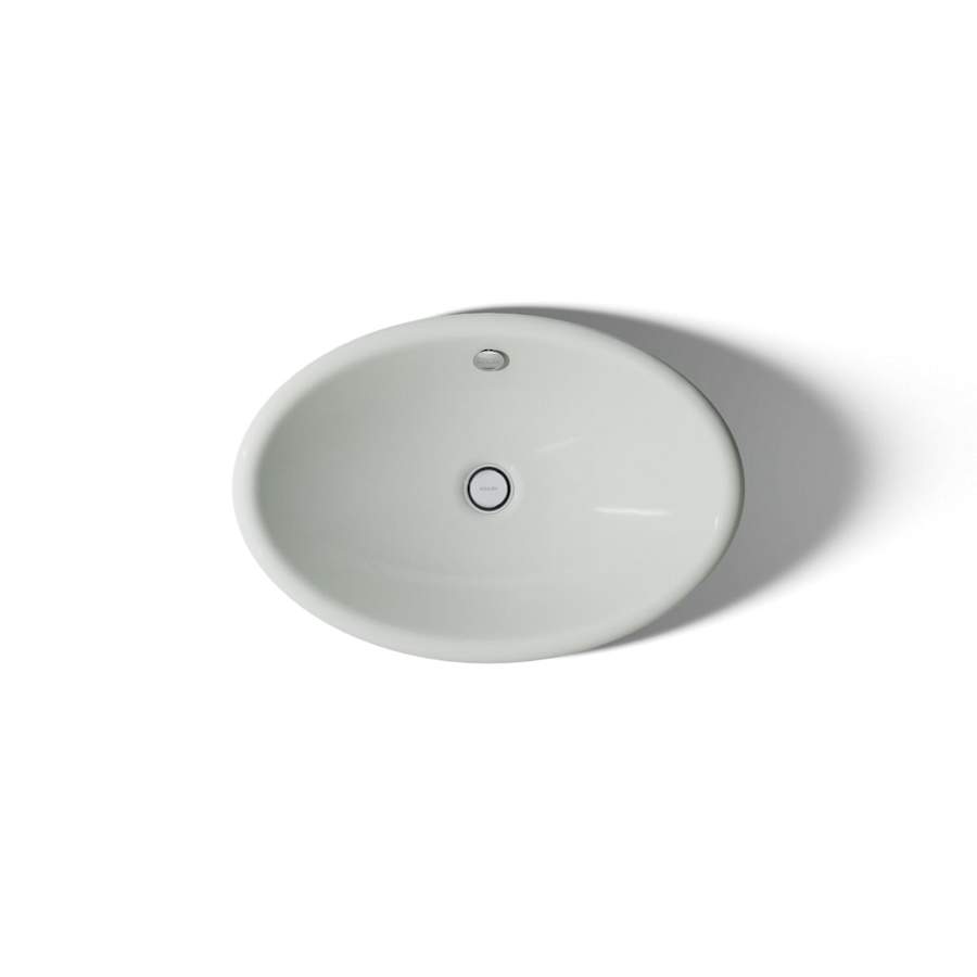 Iron Plains 20-3/4"L Enameled Cast Iron Wading Pool Oval Bathroom Sink with Overflow and White Painted Underside