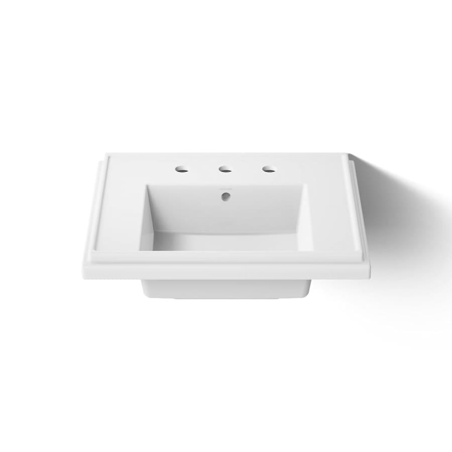 Tresham 14-1/4" Fireclay Pedestal Bathroom Sink with 3 Holes Drilled and Overflow