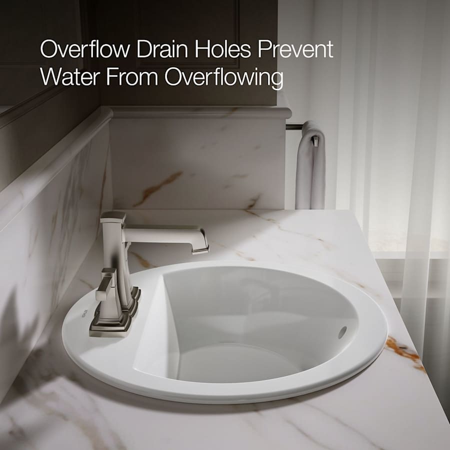 Bryant 18-7/8" Circular Vitreous China Drop In Bathroom Sink with Overflow and 3 Faucet Holes at 4" Centers