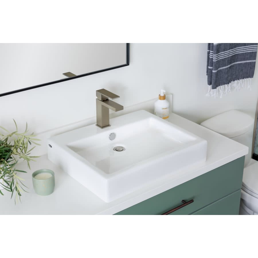 Modern 1.2 GPM Single Hole Bathroom Faucet with Push Pop-Up Drain Assembly - Includes Lifetime Warranty