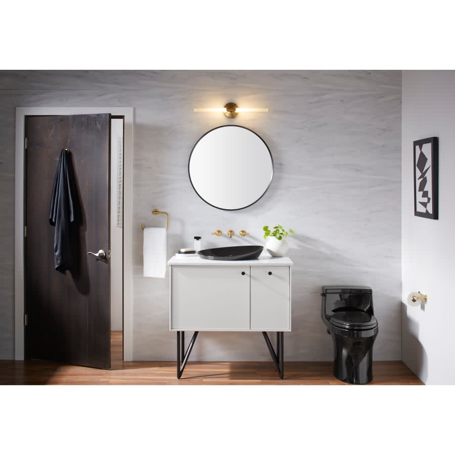 Essential 28-1/8" Diameter Modern Circular Framed Bathroom Wall Mirror