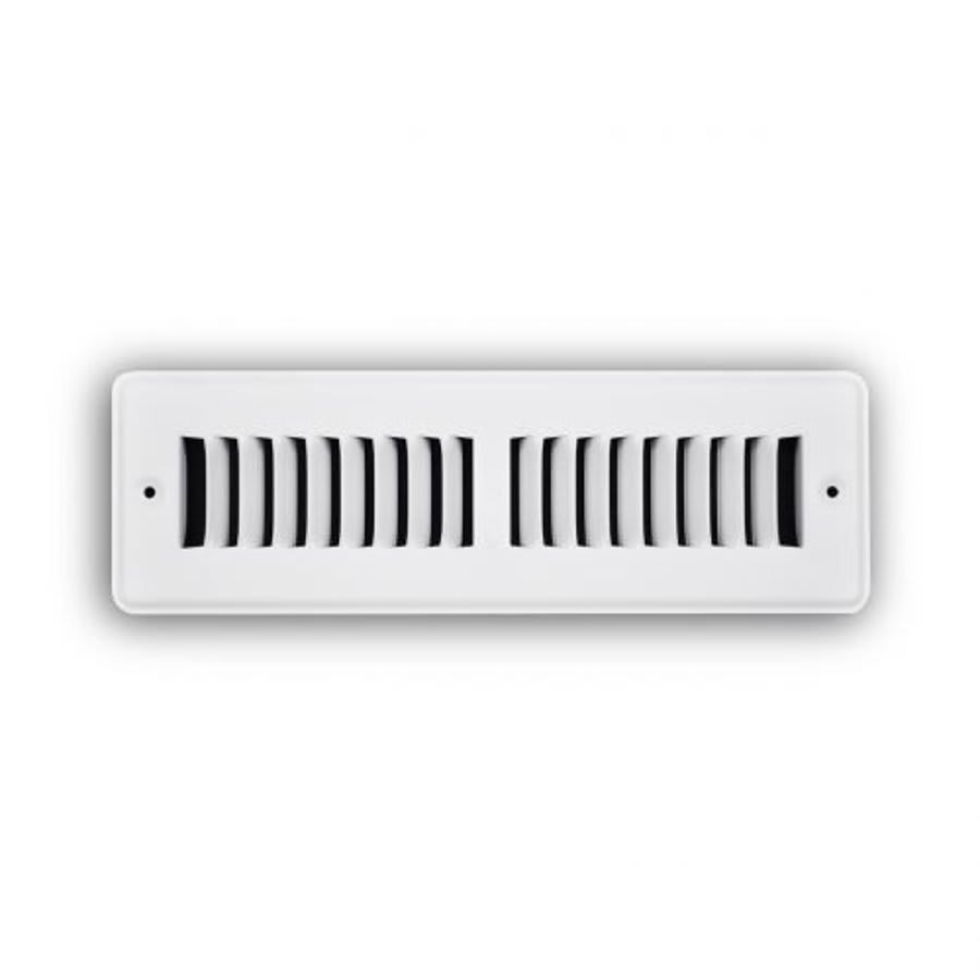 2-Way Toe-Space Supply Grille, 14 x 2 in, Short Blades, Steel, Textured, White
