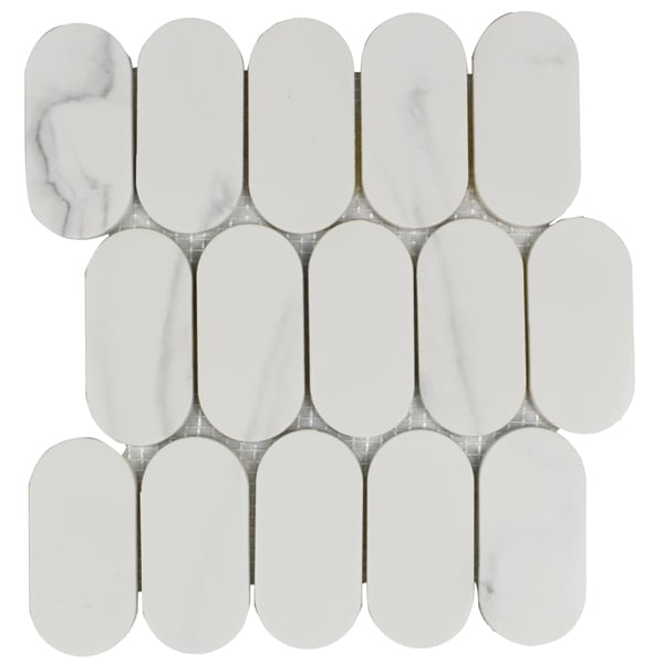 Calacata Oval Mosaic 10x10