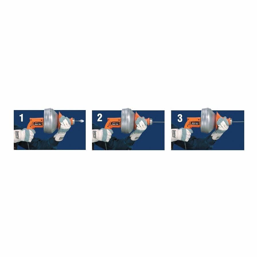 Super-Vee® Drain Snake, 1-1/4 to 3 in Drain, 2-7/10 hp, 1/4 & 3/8 in x 25 ft L Cables