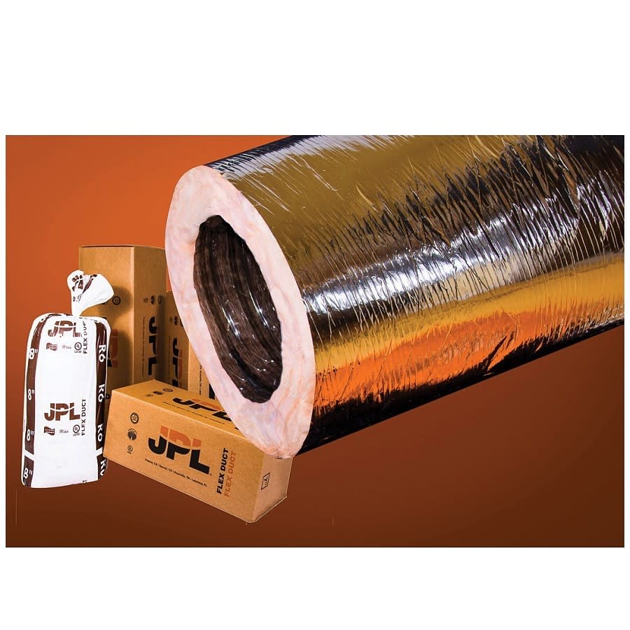 Insulated Class 1 Flexible Duct, R6, 4 in ID, 25 ft L