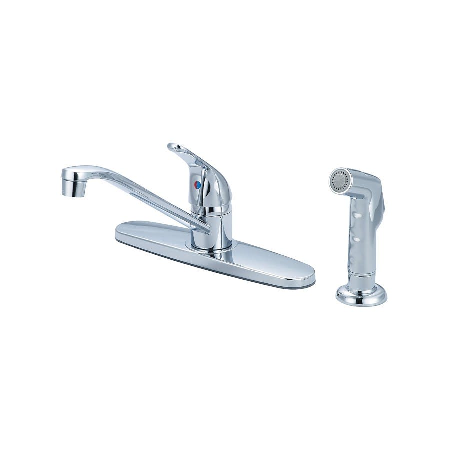 Elite Kitchen Faucet, Deck Mount, ADA, 1 Lever Handle, 4-Hole, Polished Chrome, Integrated Flexible Supply Lines
