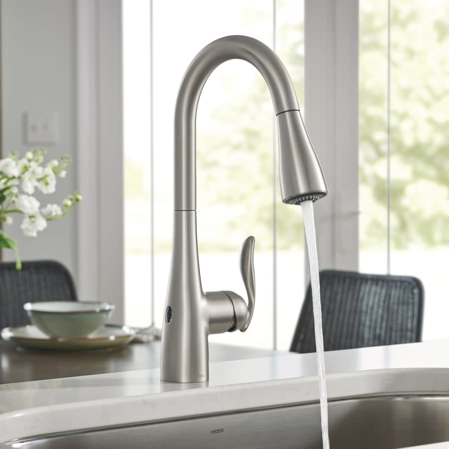 Arbor Pull-Down High Arc Kitchen Faucet with MotionSenseâ¢, Power Cleanâ¢, and Reflex⢠Technology - Includes Escutcheon Plate