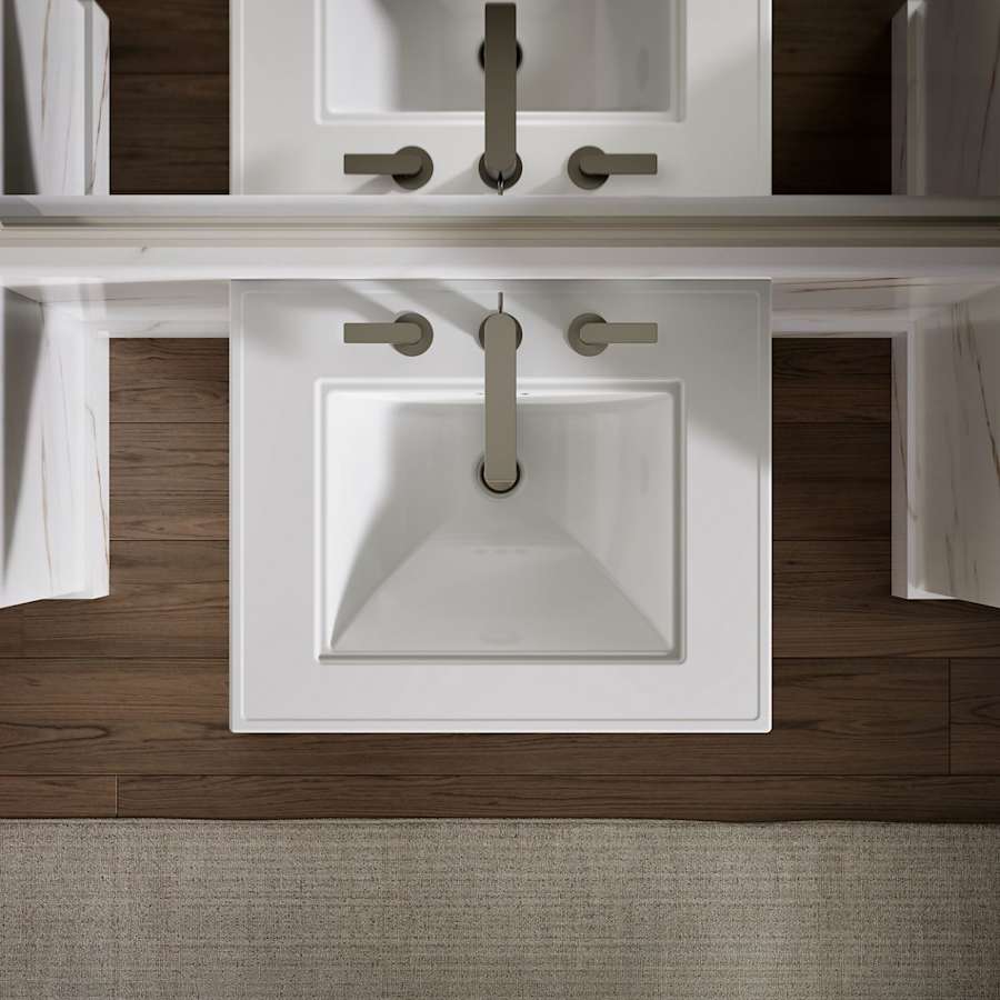 Memoirs Stately 24-1/2" Fireclay Pedestal Sink with Overflow and 3 Faucet Holes at 8" Centers