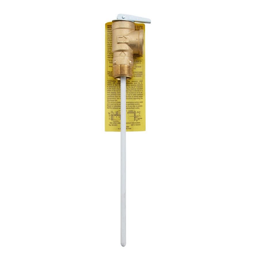 Temperature & Pressure Relief Valve, 3/4 in, MNPT x FNPT, Brass