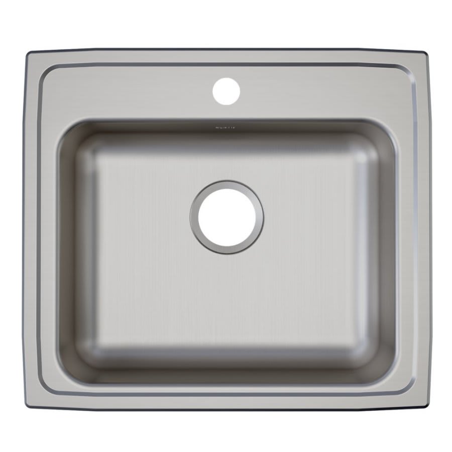 Lustertone™ Classic Single Bowl Kitchen Sink, Top Mount, ADA, 22 x 19-1/2 in, 5-3/8 in Bowl Depth, 3-Hole, 18 ga Lustrous Satin Steel, Stainless