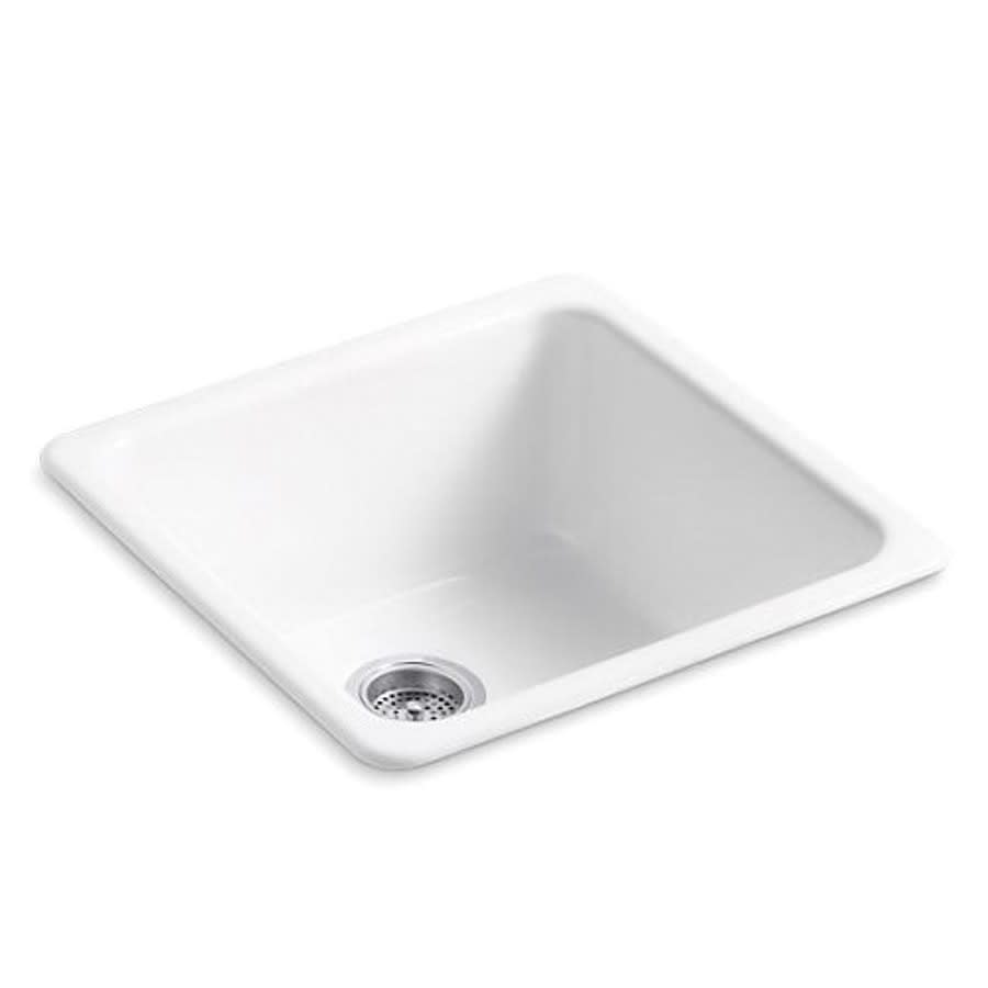 Iron/Tones® Single Bowl Kitchen Sink, Under Mount, 20-7/8 x 20-7/8 in, 9-1/2 in Bowl Depth, Cast Iron, White