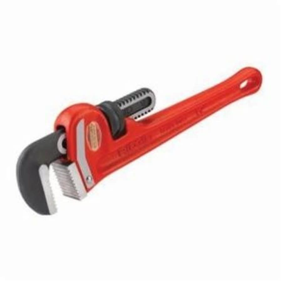 Straight Pipe Wrench, 3 in, Floating Forged Hook Jaw, Ductile Iron Handle, Red