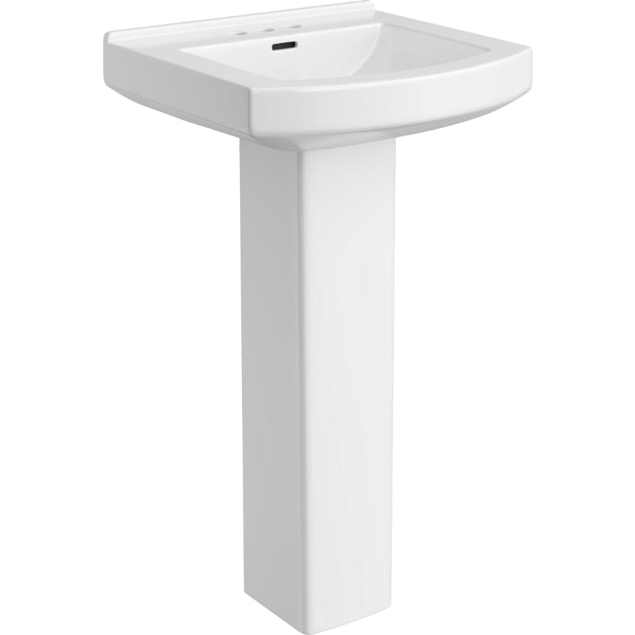 Otter Creek 20" Rectangular Vitreous China Pedestal Bathroom Sink with Overflow and 3 Faucet Holes at 4" Centers
