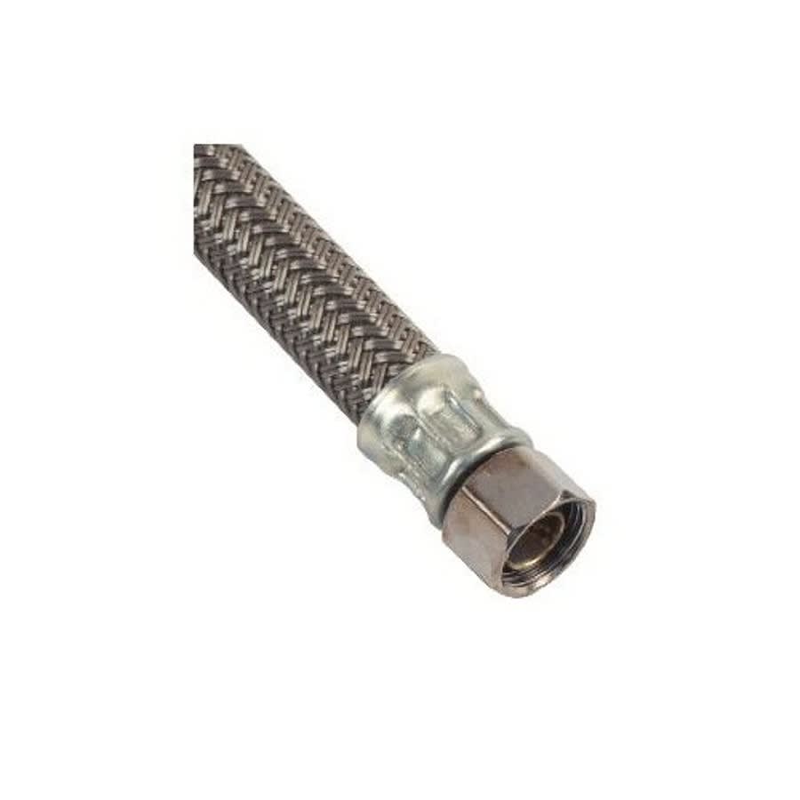 Flexible Water Supply, 3/8 in, Comp x KC Nosepiece, 20 in L, Braided Polymer