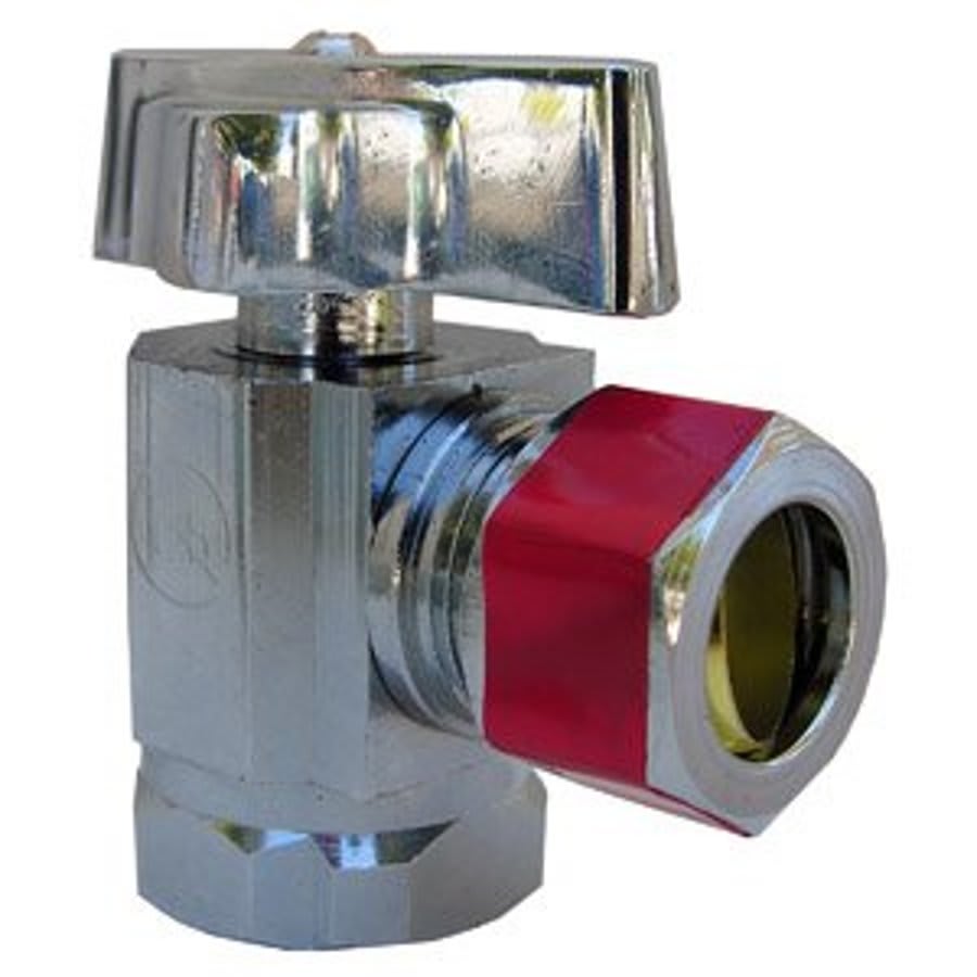 Quarter Turn Angle Stop, 1/2 in, FNPT x Comp, Chrome